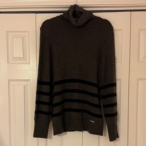 Michael Kors Women’s Black and Gray Striped Sweater